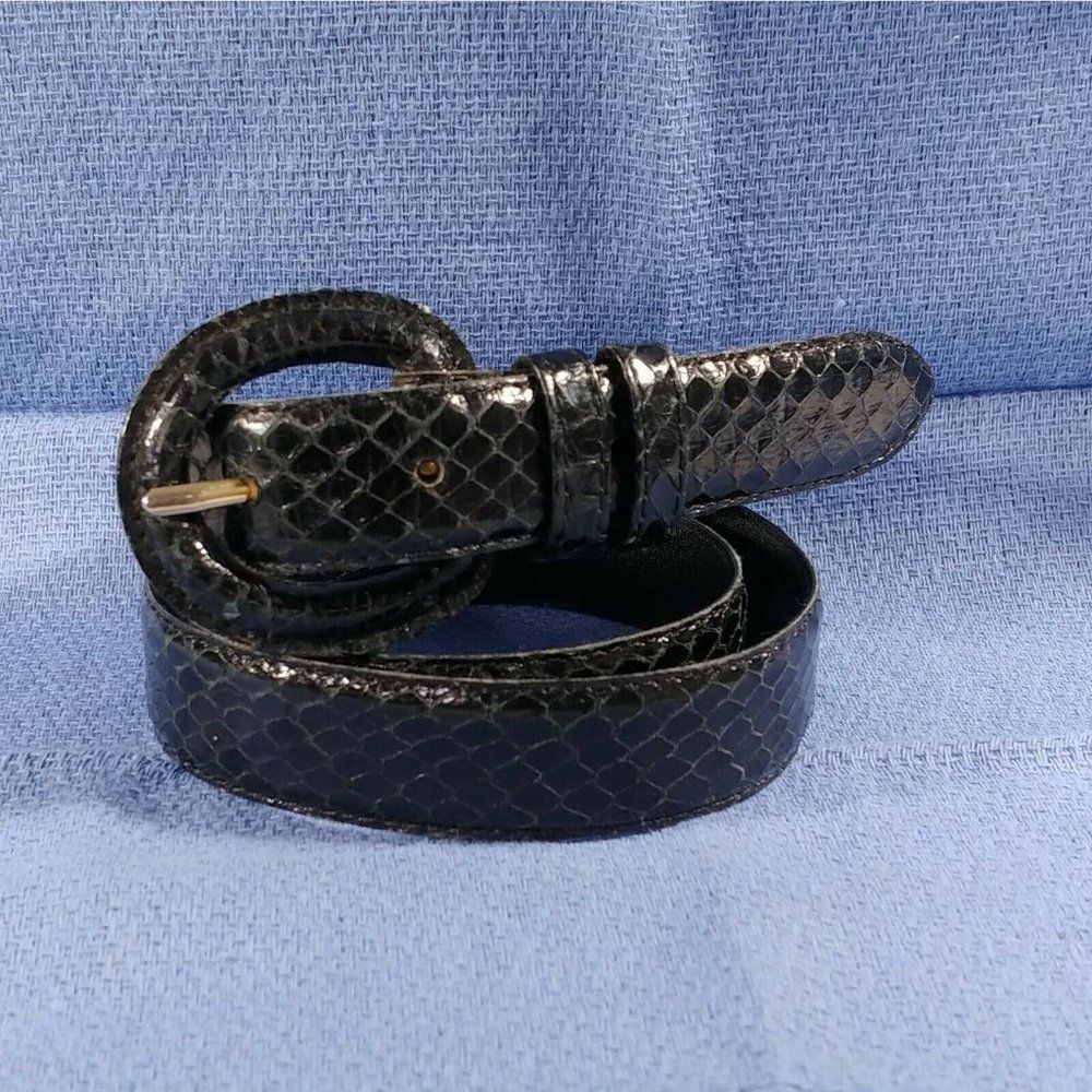 Women's Crown Pacific Genuine Snake Skin Belt Blac